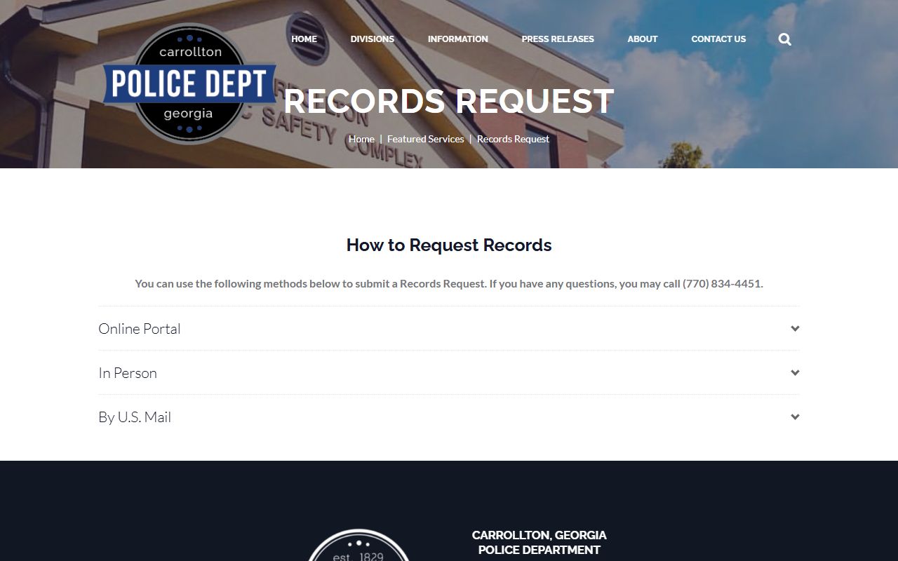 Carroll County Clerk of Superior and State Courts records request information