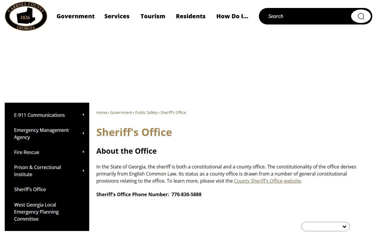 Carroll County arrest records county sheriff office page