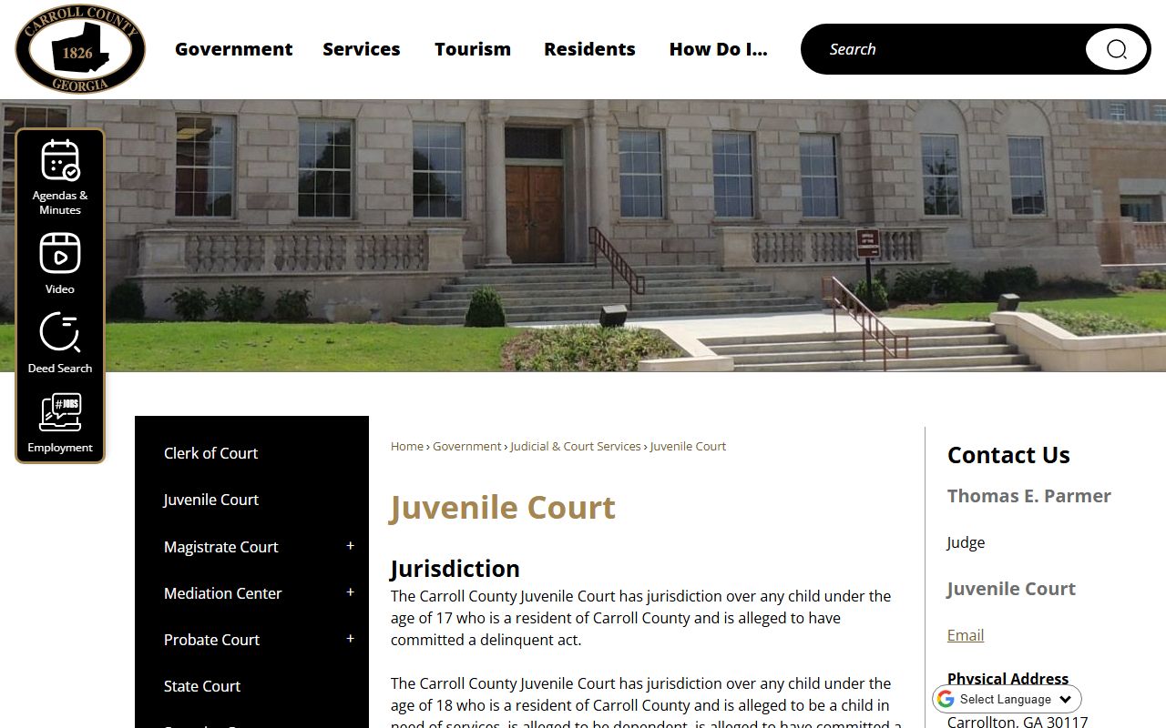Carroll County court dockets Juvenile Court page