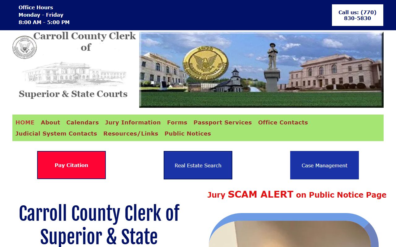 Carroll County court records Clerk of Superior and State Courts site