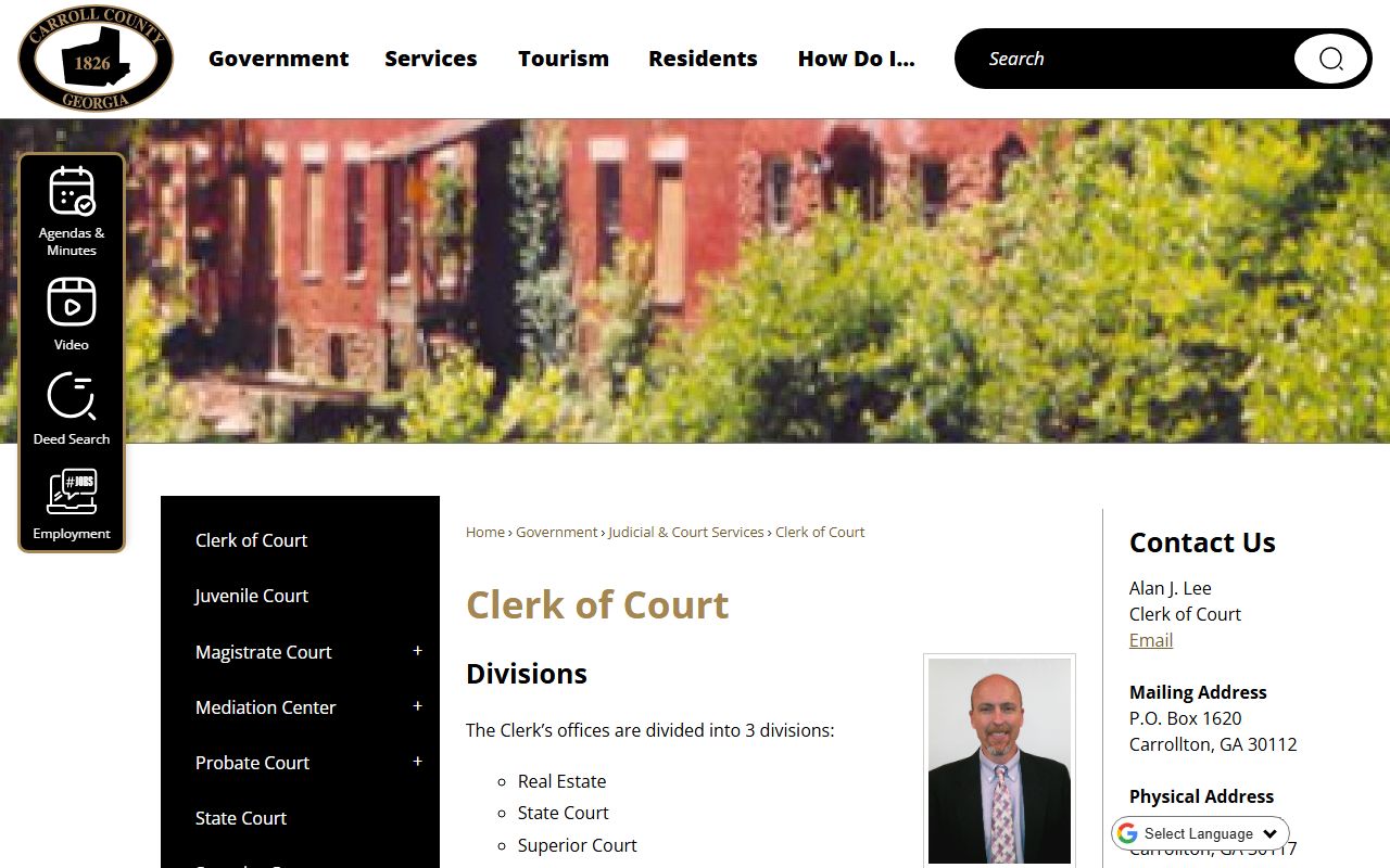 Carroll County court records Clerk of Court page