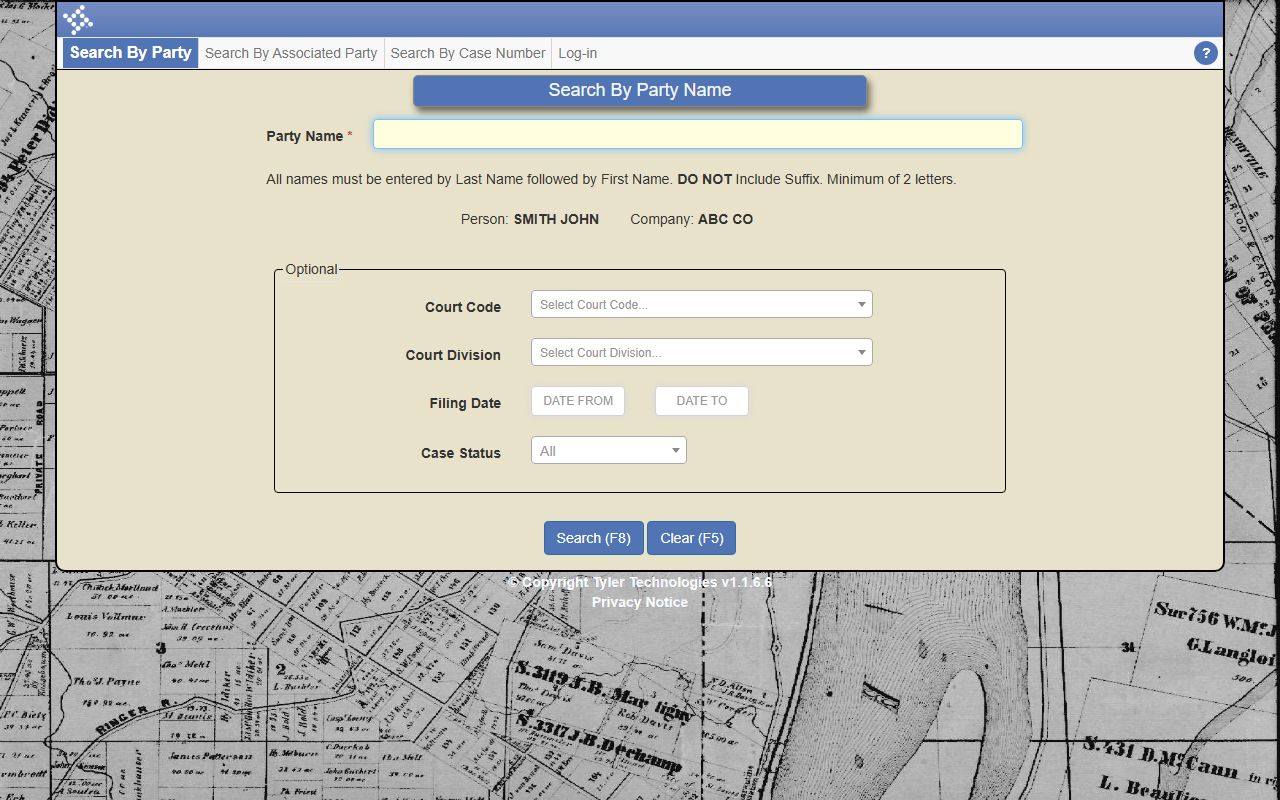 Carroll County court records docket party name search