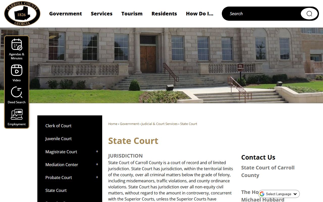 Carroll County court records State Court page