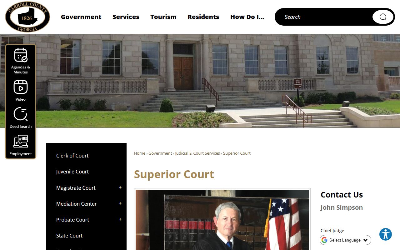 Carroll County court records Superior Court page