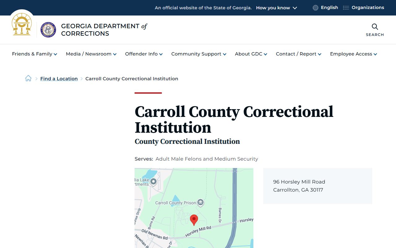 Carroll County inmate records correctional institution page