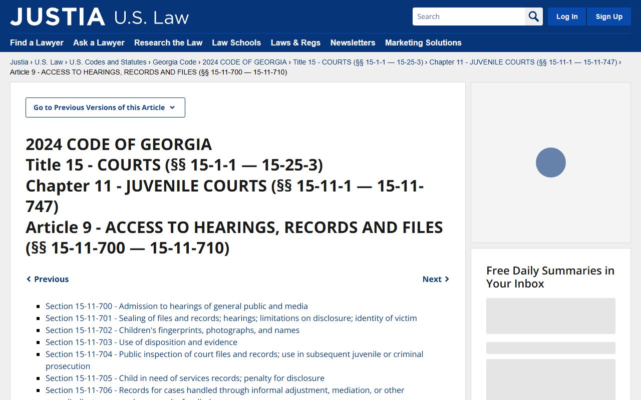 Carroll County divorce records Georgia juvenile records access statute