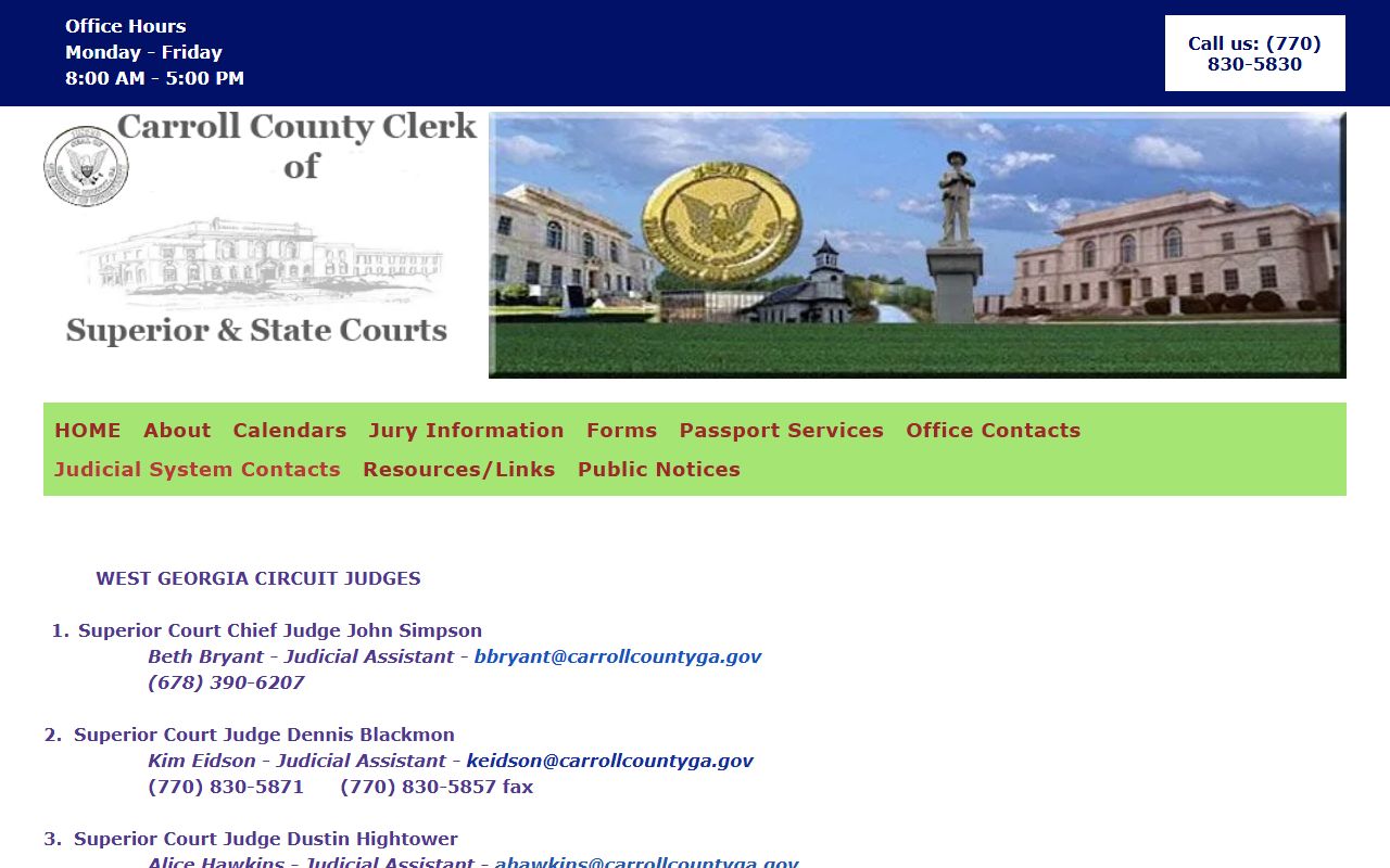 Carroll County probate records judicial system contacts