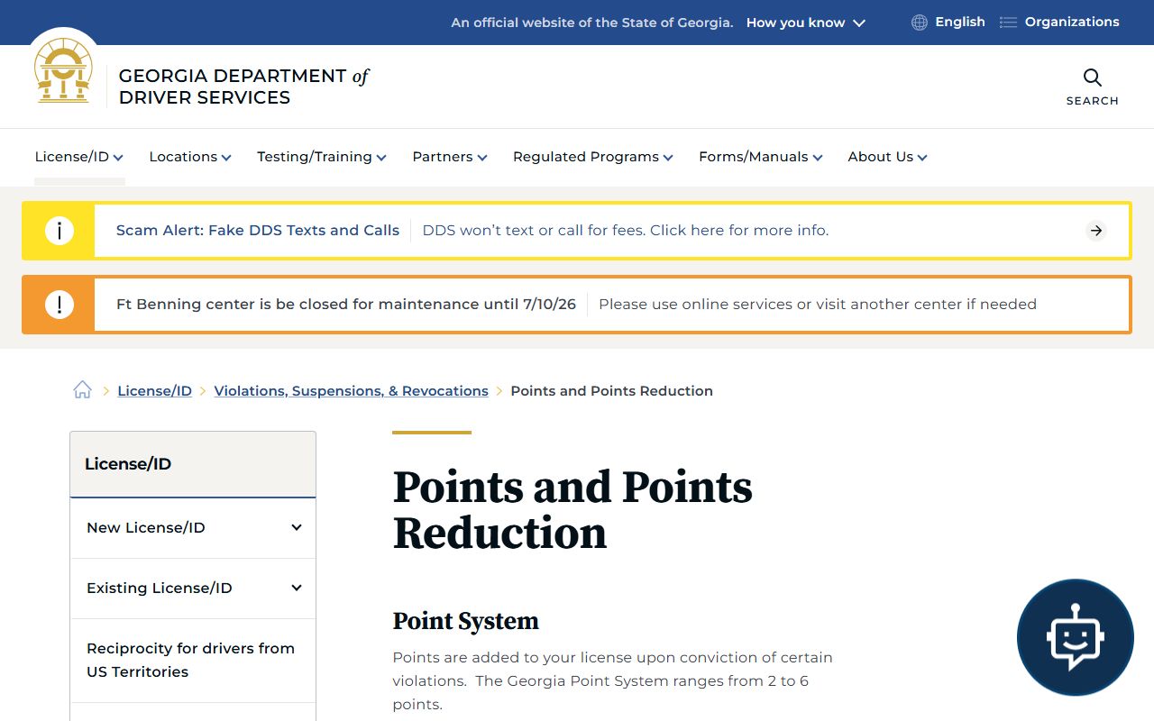 Carroll County traffic court records Georgia DDS points page