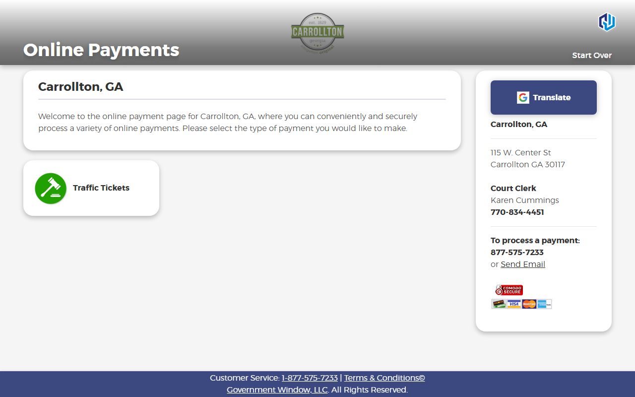 Carroll County traffic court records Carrollton Government Window citation payment