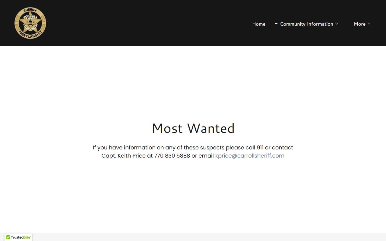 Carroll County warrant records most wanted page